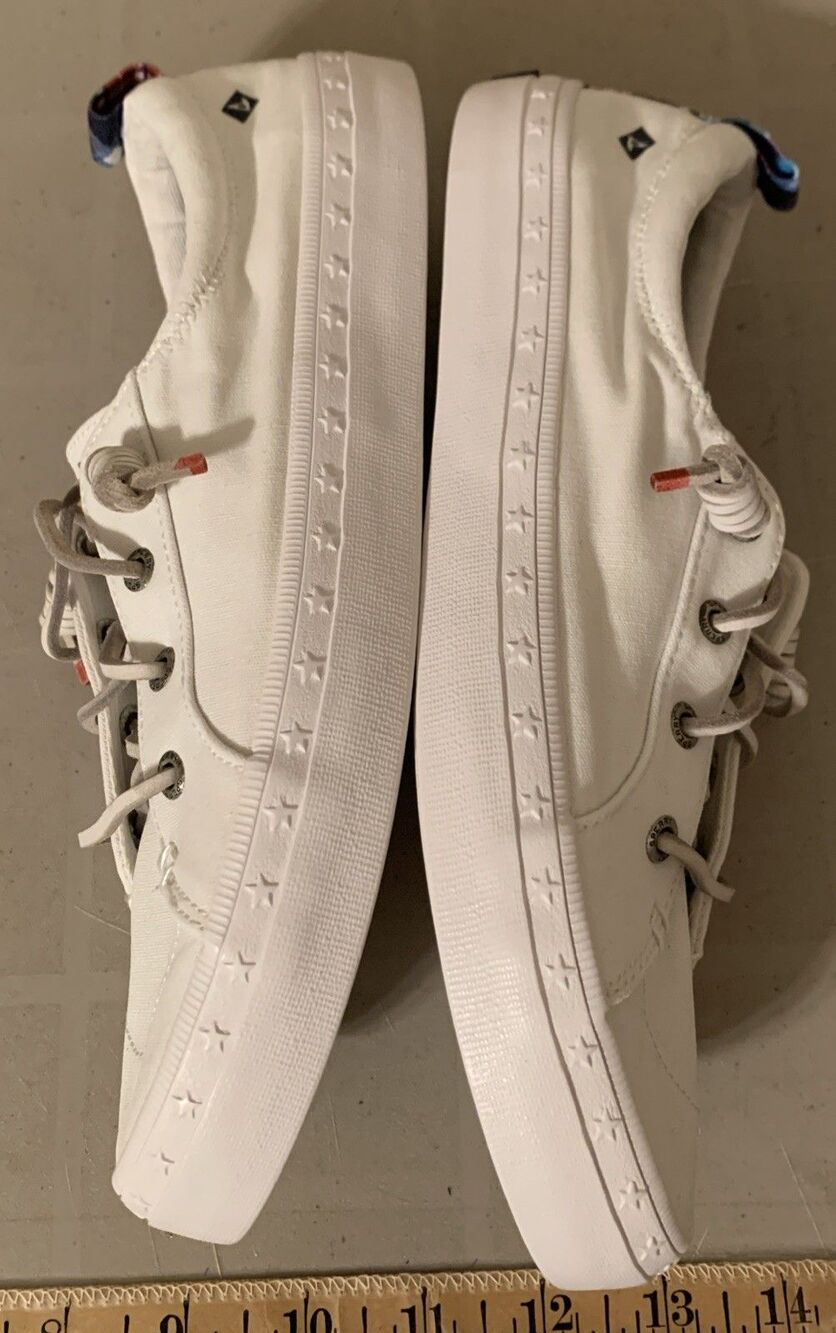 SPERRY Top Sider Boat Shoes Womens 8 White Slip Ons Nautical Costal - Picture 4 of 9